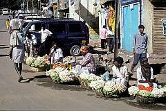 Selling garlands of flowers on Anna Salai, the main street in the hill town of Kodaikanal.