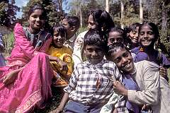 Friendly children in front of a children's home in Kodaikanal.
