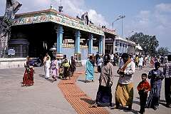 The top terrace of the Arulmigu Dhandayuthapani Swamy Temple, dedicated to Lord Murungan and situated atop a hillock amidst the Palani Hills in Palani.