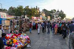 Traders around the near the Charminar in the heart of Hyderabad.