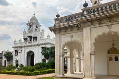 The clock tower (Khilafat clock) on the western side of the main gateway to the Chowmahalla Palace, with a clock  that has been ticking since 1750. The mechanical clock is wound every week.