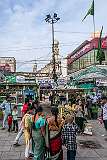 Crowds and traders around the Charminar, central Hyderabad.