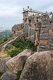 Steps leading up to the Baradari (Darbar Hall) at Golconda Fort.
