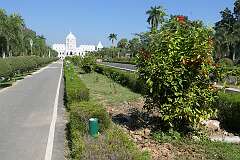 View to the Ujjayanta Palace, the former royal palace of the princely state of Tripura, from the garden.