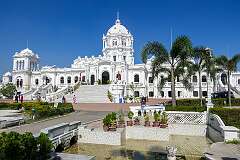 The Ujjayanta Palace, the former royal palace of the princely state of Tripura. It was built by Maharaja Radha Kishore Manikya in 1901. It housed the State Legislative Assembly up to 2011.