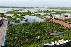 View to the Neermahal palace, on Rudra Sagar Lake, from Neermahal Starting point.