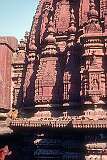 Sculptures on the cupola of the Durga Mandir, an 18th century temple dedicated to Durga in Varanasi.