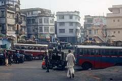 The bus station in Kalimpong. an east Indian hill town in the Himalayan foothills of West Bengal, perched on a ridge above the Teesta River.