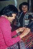 Bhutanese women Yangdzon, weaving, with Yishey Wangmo, at Jangsa Gompa in Kalimpong.