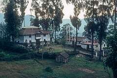 View to Jangsa Dechencholing Monastery (Jangsa Gompa), a Bhutanese Nyingmapa-school monastery, the oldest in Kalimpong. Founded in 1678, the present main building was built in the 19th century.
