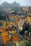 A market selling flower garlands, from the Howrah Bridge.