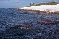“Te Atibu ni Borau” or “navigational stones”, at the northern tip of Arorae island. This set of stones (dating from circa 1000–1500 CE) marked out the initial directions for voyages to the other islands, but are no longer visible from the sea.