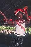 Traditional Gilbertese dancing in the Maneaba “Te Aake” in Ukiangang.
