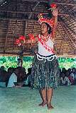 Traditional Gilbertese dancing in the Maneaba “Te Aake” in Ukiangang.