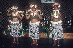 Traditional Gilbertese dancing performed in December 1982 in the Mendana Hotel in Honiara in the Solomon Islands, where there is a sizeable Gilbertese minority.