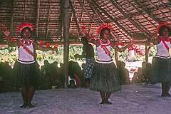 Gilbertese dancing in the maneaba “Te Aake” in Ukiangang on Butaritari atoll.