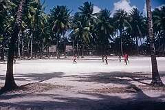 Playing football near the Police School in Betio.