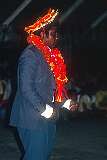 The groom dancing at the wedding reception in Bairiki.