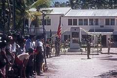 Ceremony at the monument with American veterans, commemorating the 45th anniversary of the Battle of Tarawa during the Second World War in Betio, South Tarawa.