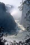 The Zambesi gorge with Victoria Falls or Mosi-oa-Tunya (“The smoke that thunders”).