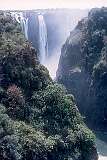 View to Rainbow Falls, Victoria Falls, from the bridge to Zambia.