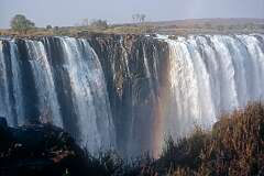 The Main Falls and Rainbow Falls of Victoria Falls in the afternoon.