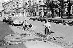 Zagreb, Croatia - A streetsweeper in Solovljeva Ulica (now called Ulica kneza Borne).