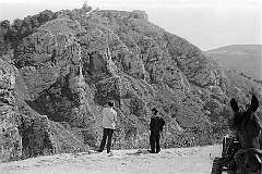 Sarajevo, Bosnia - View to the ruins of the White Fortress (Bijela tabija), atop the cliff, 667 metres above sea level.