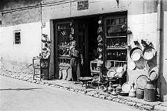 Sarajevo, Bosnia - A shop in the Kazandžiluk, the coppersmith trading street on the west side of Baščaršija bazaar.
