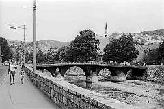 Sarajevo, Bosnia - The Latin Bridge, formerly named after Gavrilo Princip, who shot Austrian Archduke Franz Ferdinand of and his wife Sophie in 1914, starting World War I.