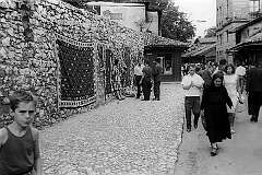 Sarajevo, Bosnia - Vase Miskina, a shopping street in the centre of the old city, now called Ferhadija again.