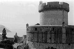 Dubrovnik, Croatia - The strong circular Minčeta Tower, a 14th-century fortress at the highest point of the old town.