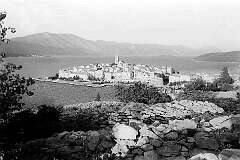 Korčula, Croatia - View to the old town of Korčula, from the hill to the west.