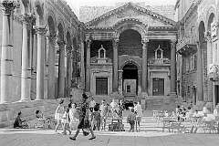 Split, Croatia - The Peristyle, the monumental court in Emperor Diocletian’s Palace, built in the 4th century CE.