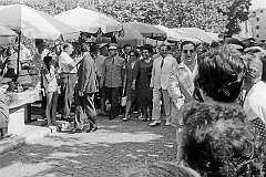 Split, Croatia - Yugoslav president Josip Broz Tito and his wife Jovanka, walking along Hrvojeva Ulica.