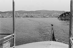 Adriatic Sea, Croatia - The view to the city of Šibenik from the ferry “Maribor” on the Adriatic Sea.